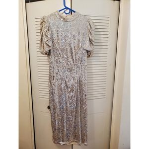 Gold long sequin dress